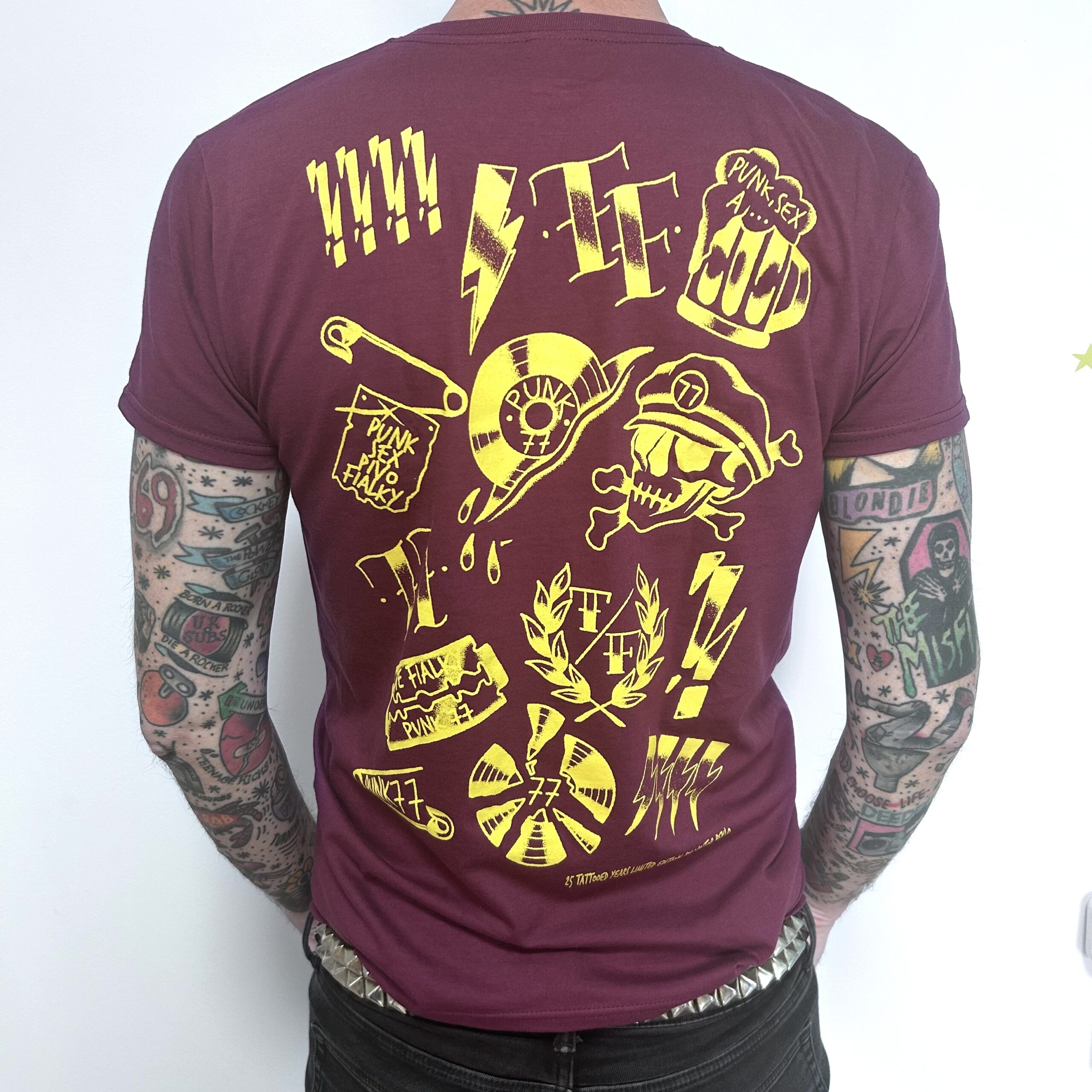 Pánské triko TATTOO PUNK77 vínové - Obrázek 2